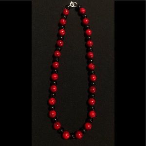 Red and black beaded necklace